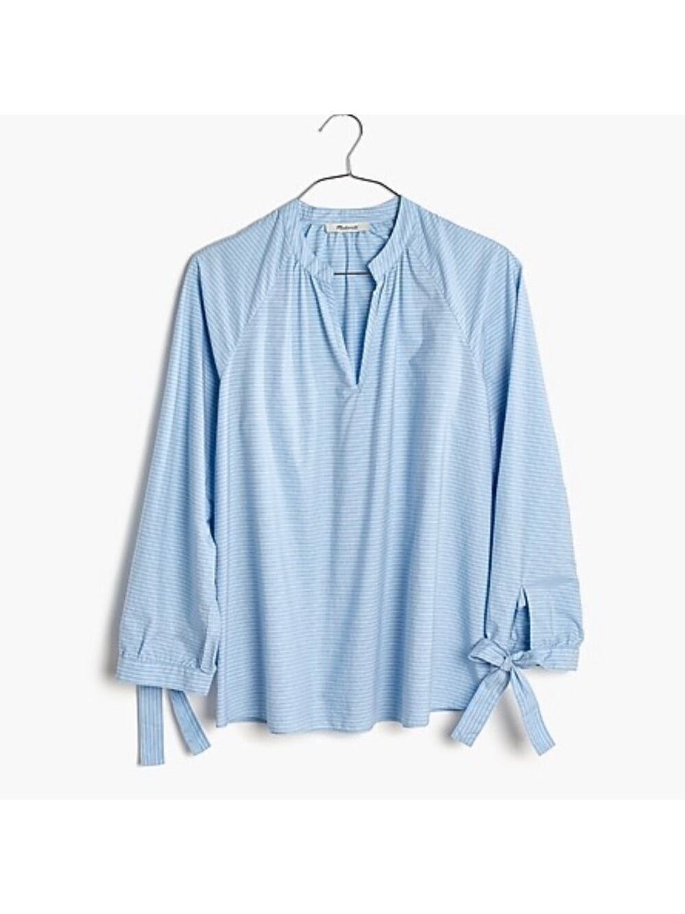 Madewell popover pin striped toe wrist split collared top size xs